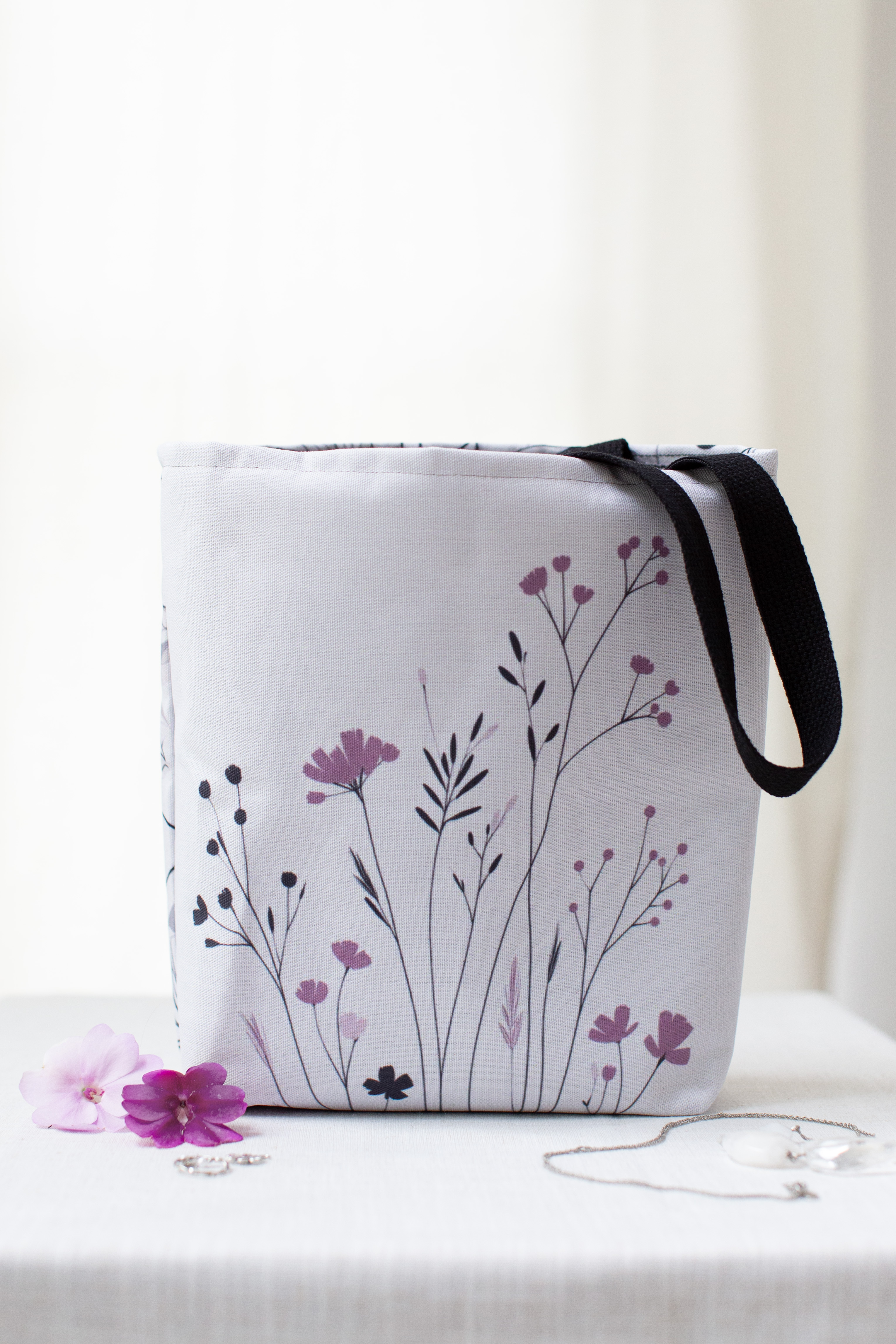 Amethyst Wildflower Tote Bag – Botanical Floral Tote