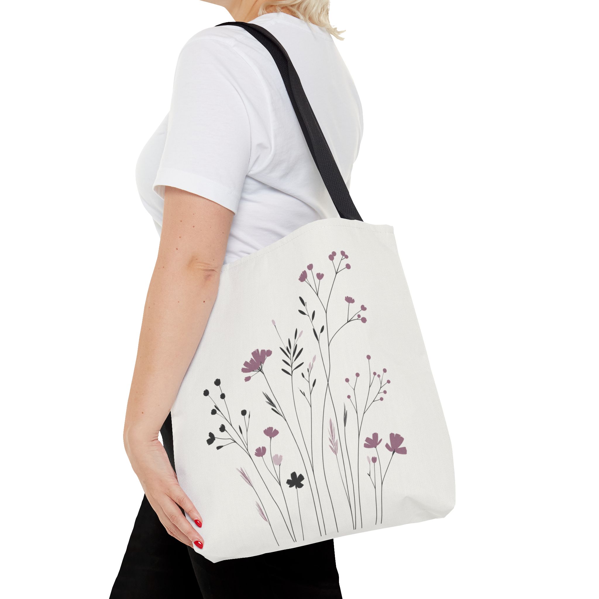 Amethyst Wildflower Tote Bag – Botanical Floral Tote