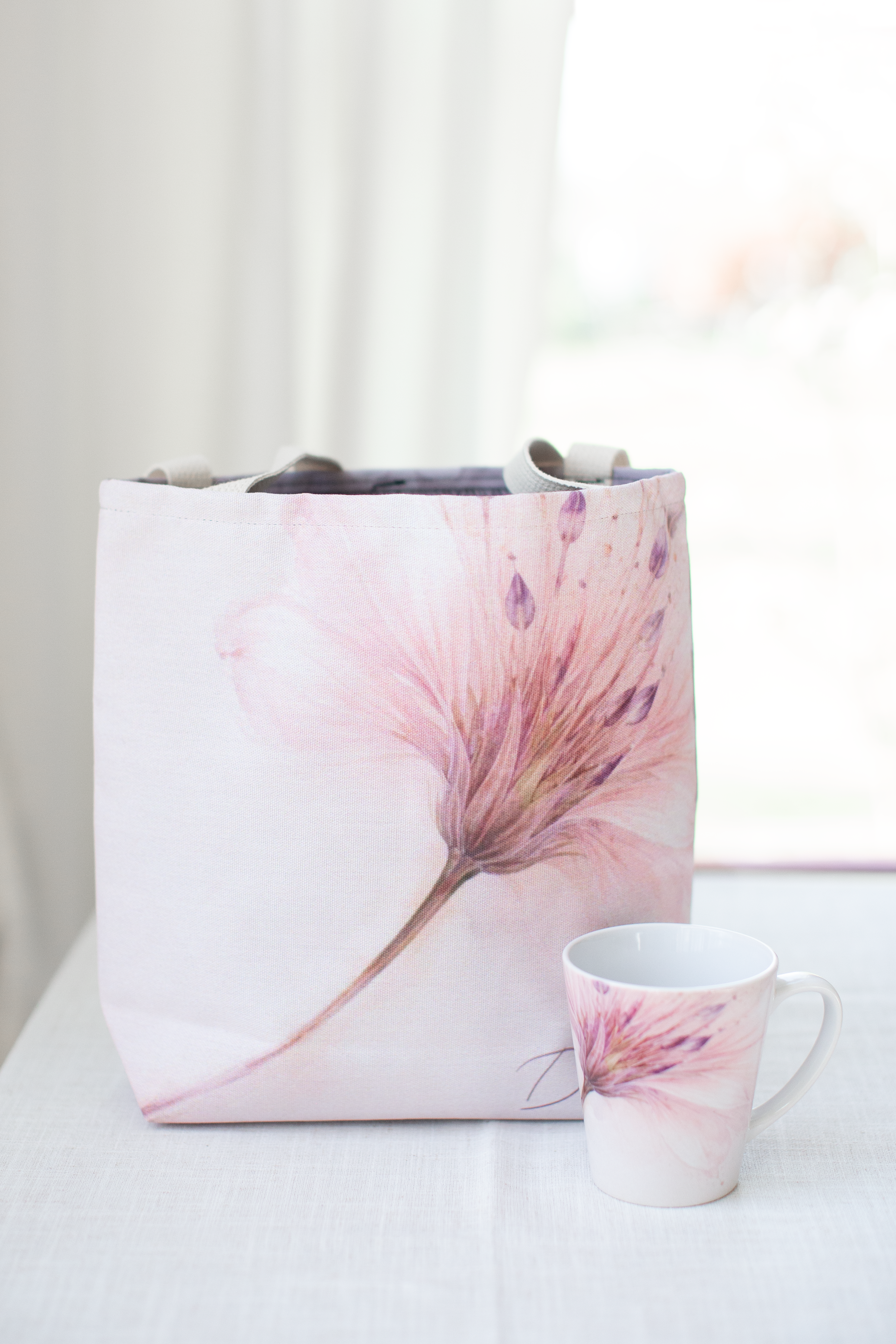 Latte Mug & Tote Set – Blush Botanical