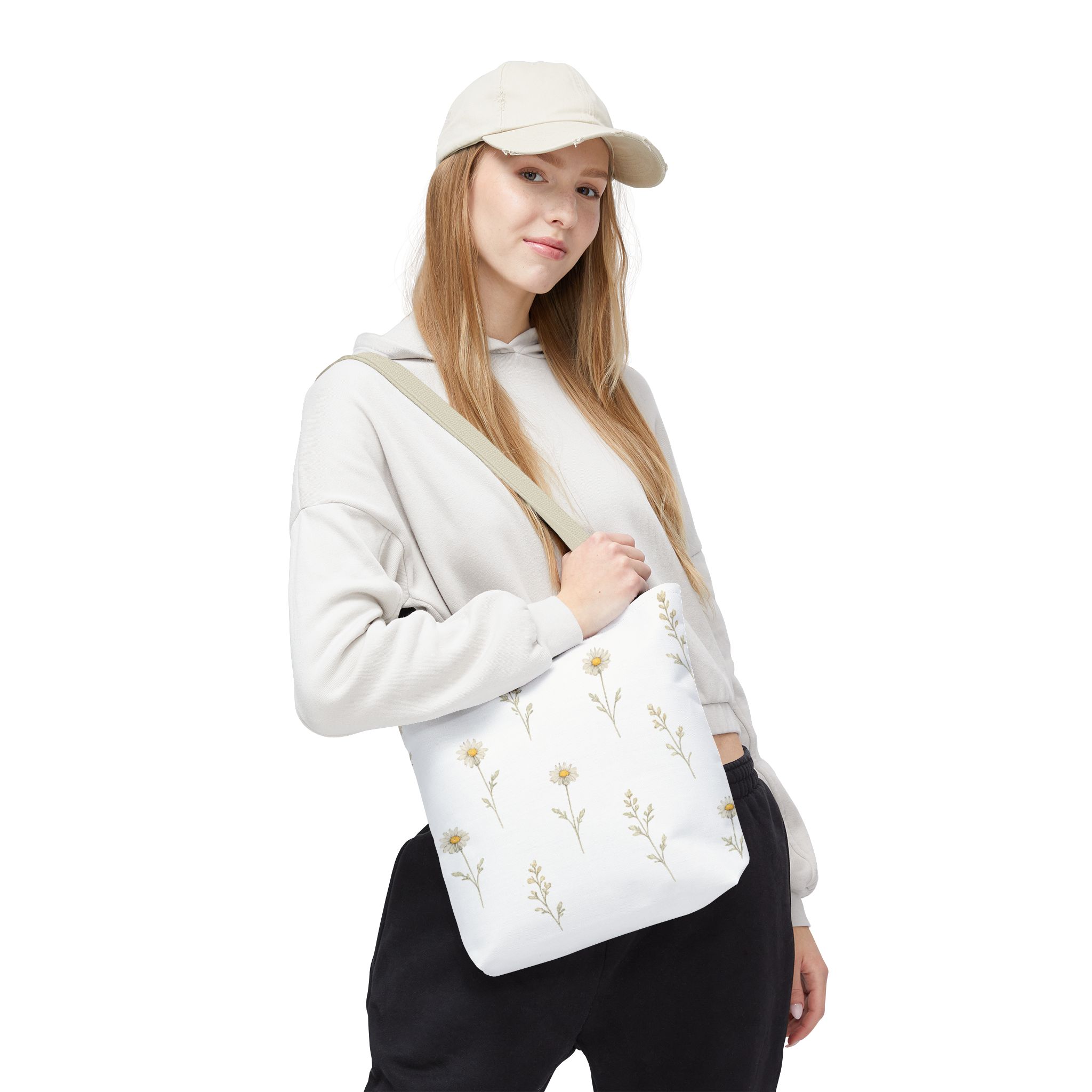 Daisy Meadow Tote Bag – Minimalist Floral Tote