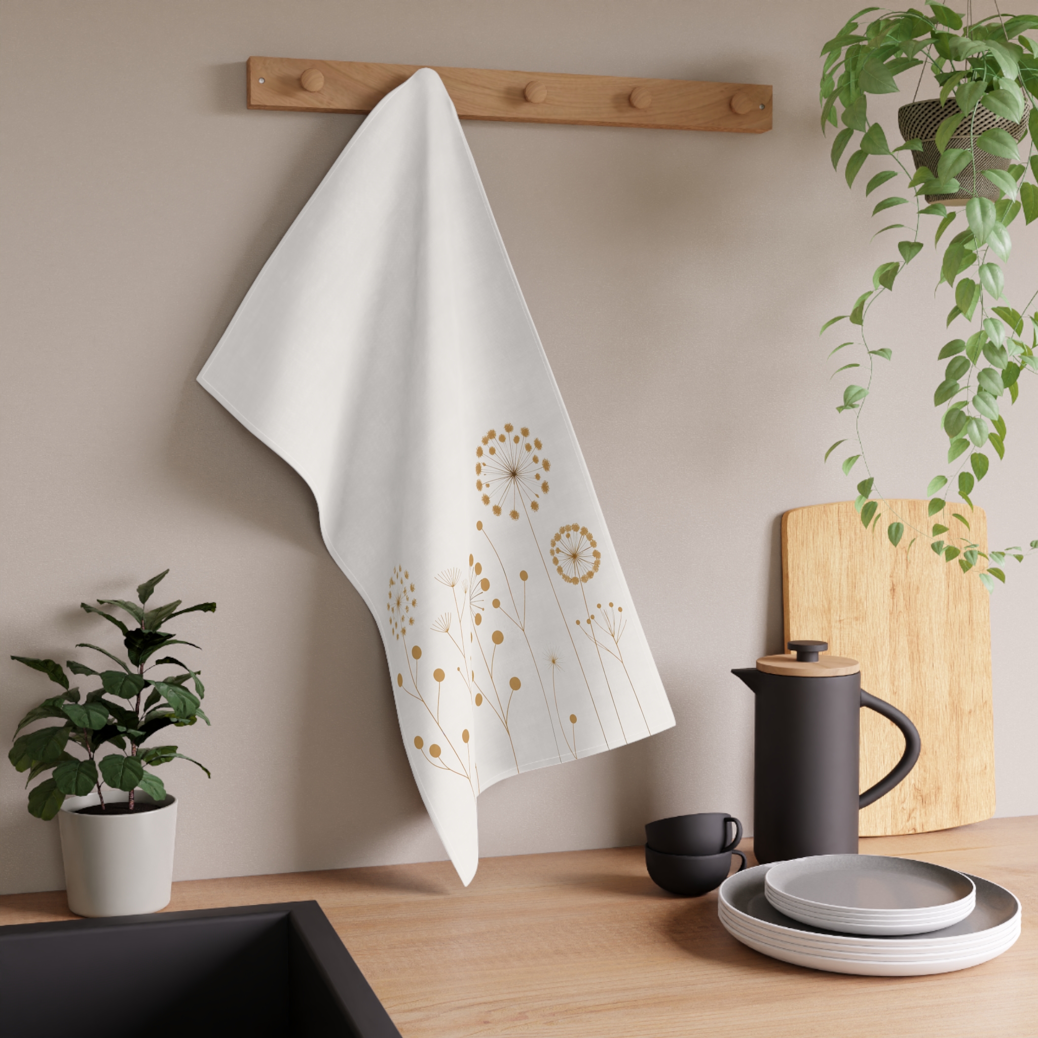 Wildflower Kitchen Tea Towel – Dandelion Light