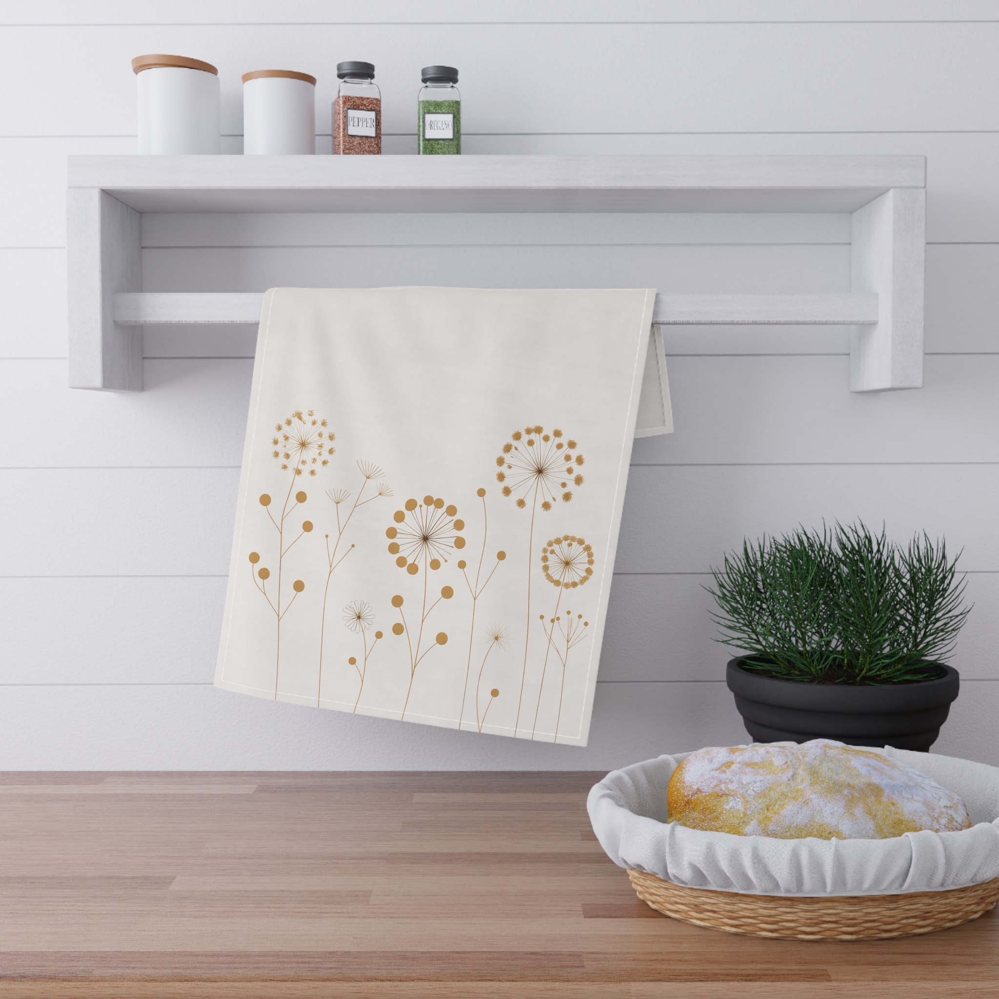 Wildflower Kitchen Tea Towel – Dandelion Light