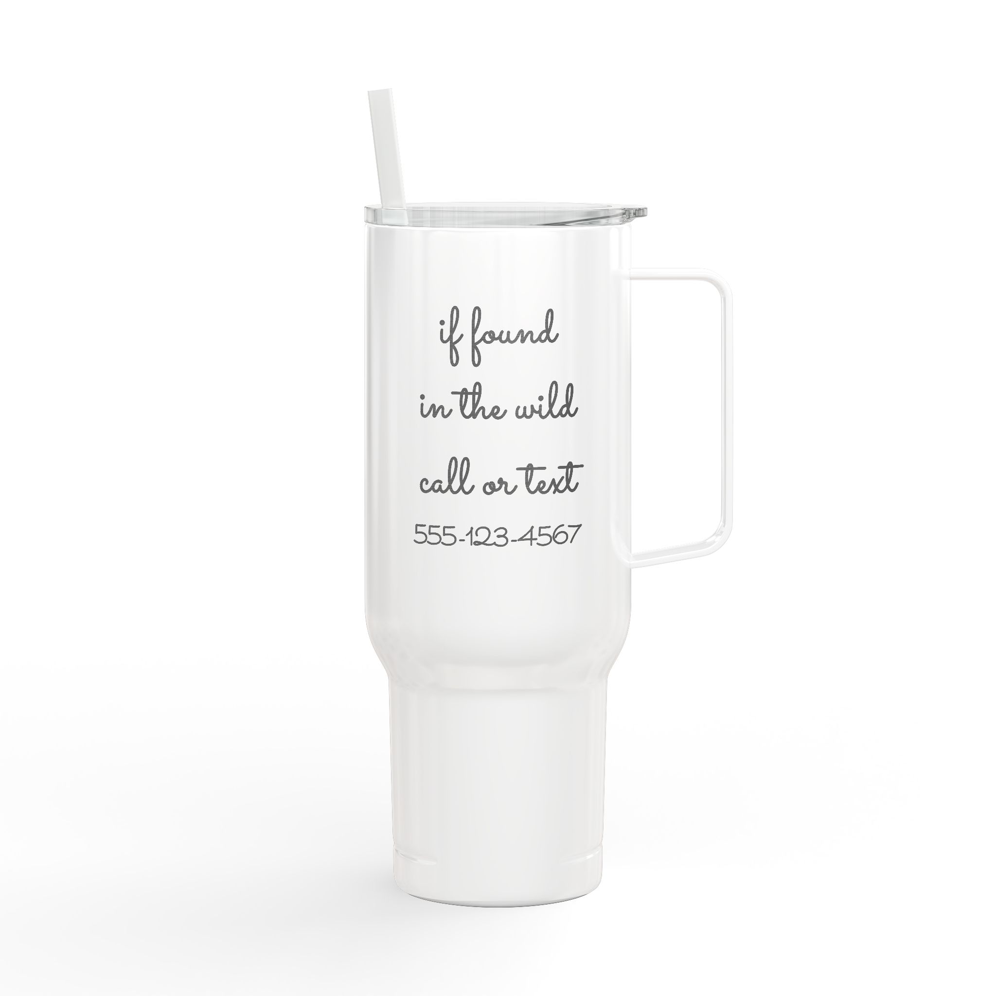 Personalized Phone Number Floral Monogram Engraved Tumbler 40oz