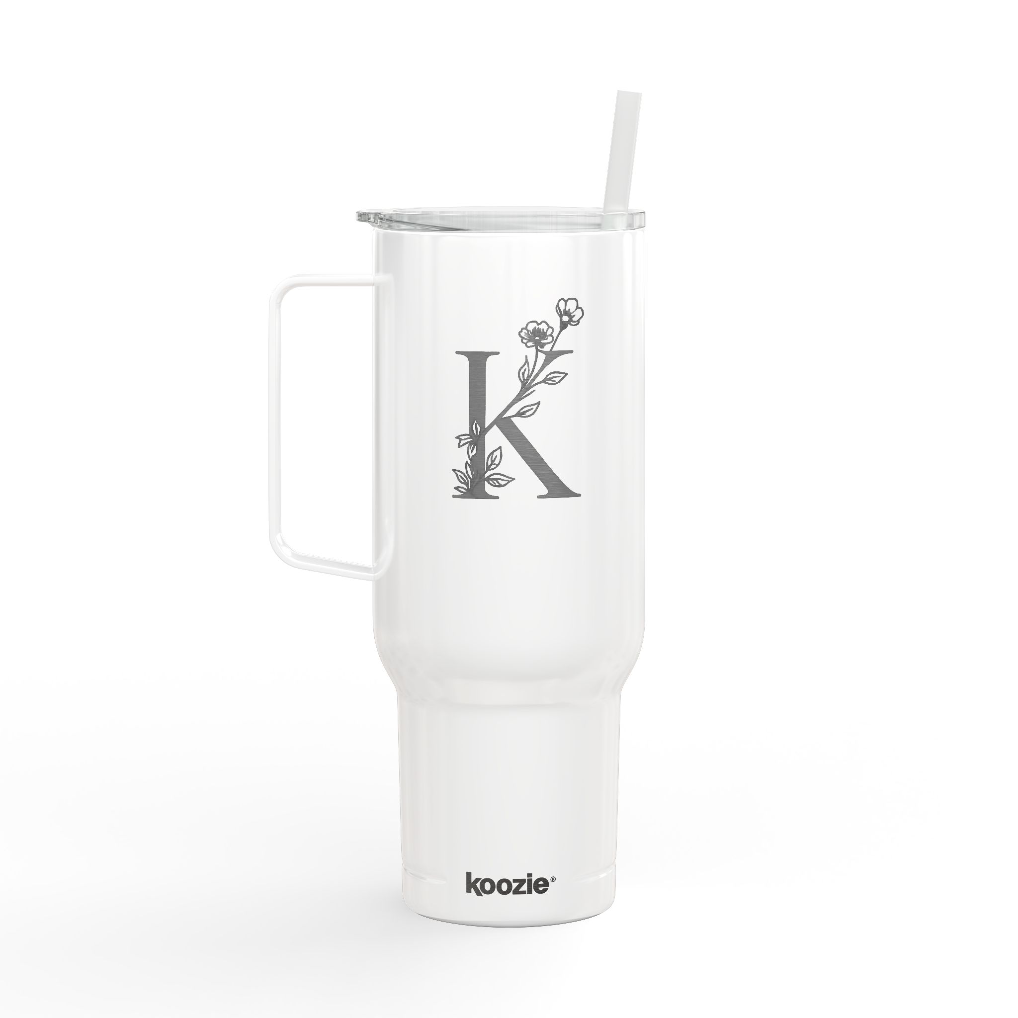 Personalized Phone Number Floral Monogram Engraved Tumbler 40oz