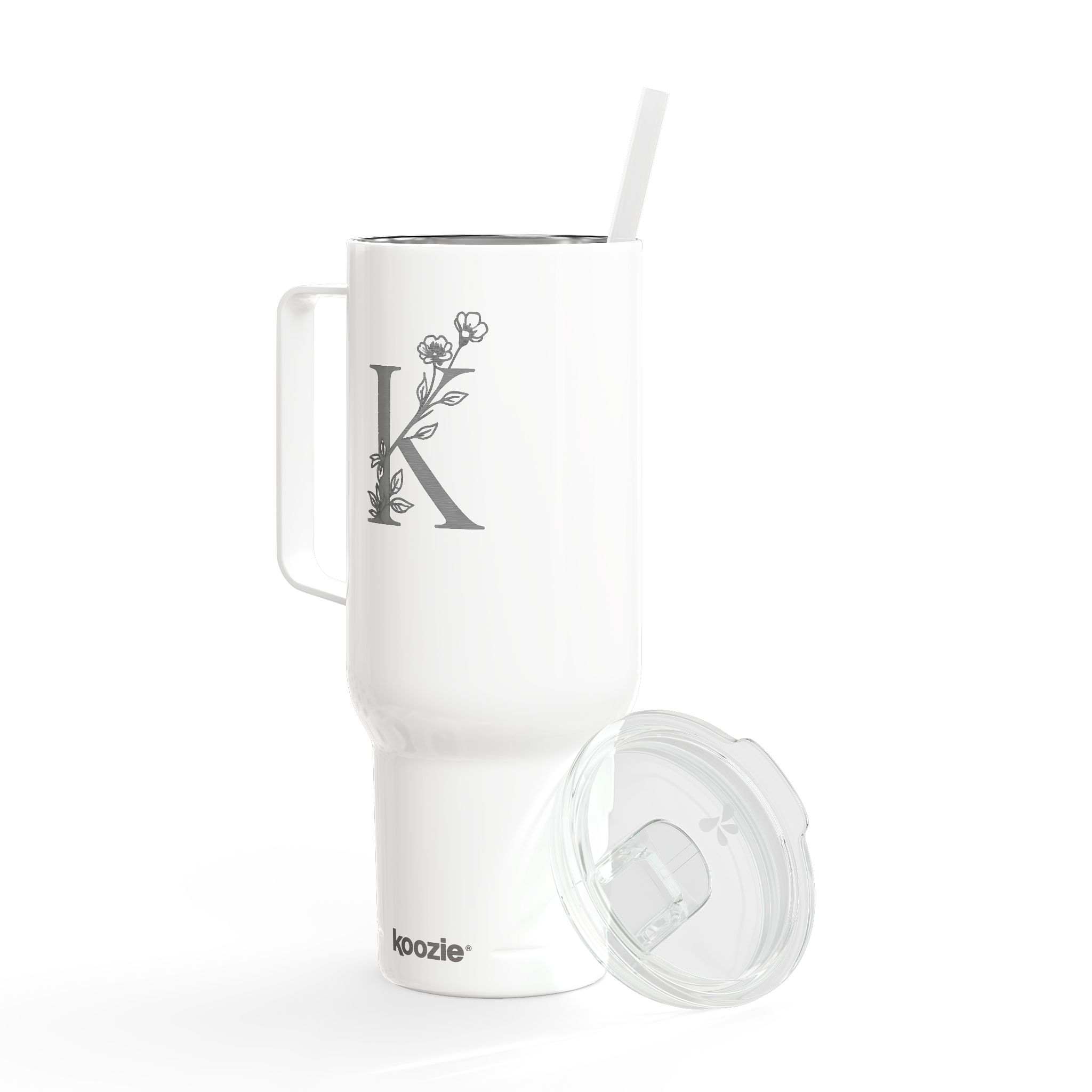 Personalized Phone Number Floral Monogram Engraved Tumbler 40oz