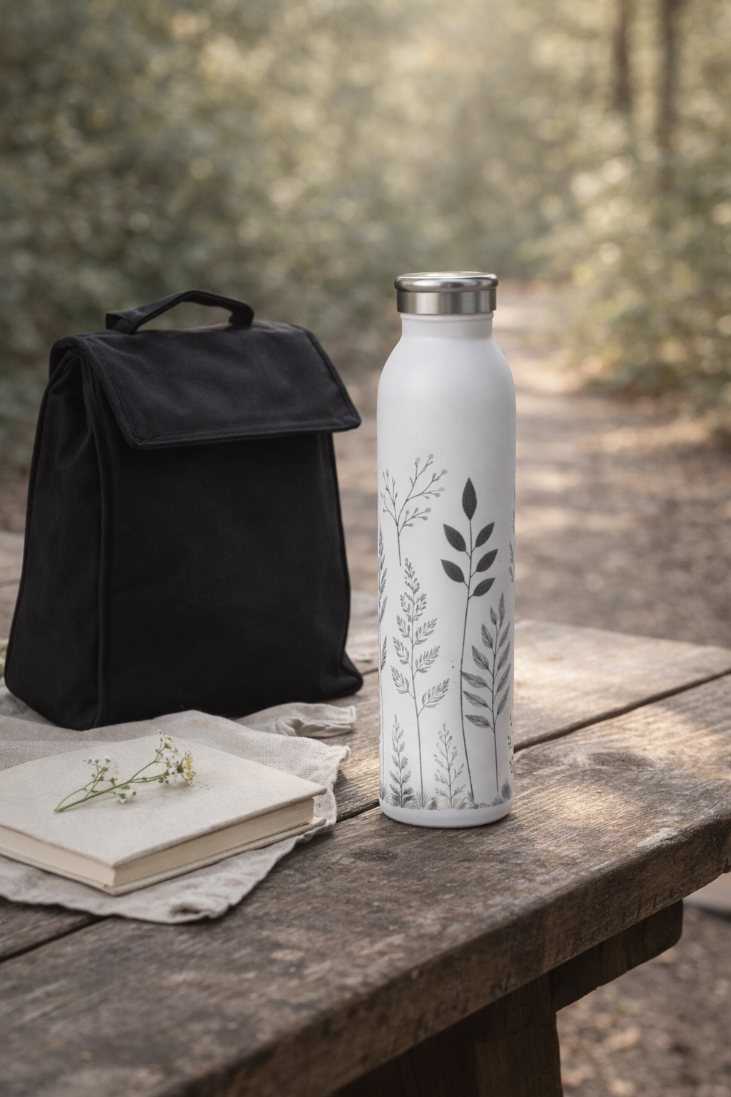 Botanical Slim Stainless Steel Water Bottle – Forest Path
