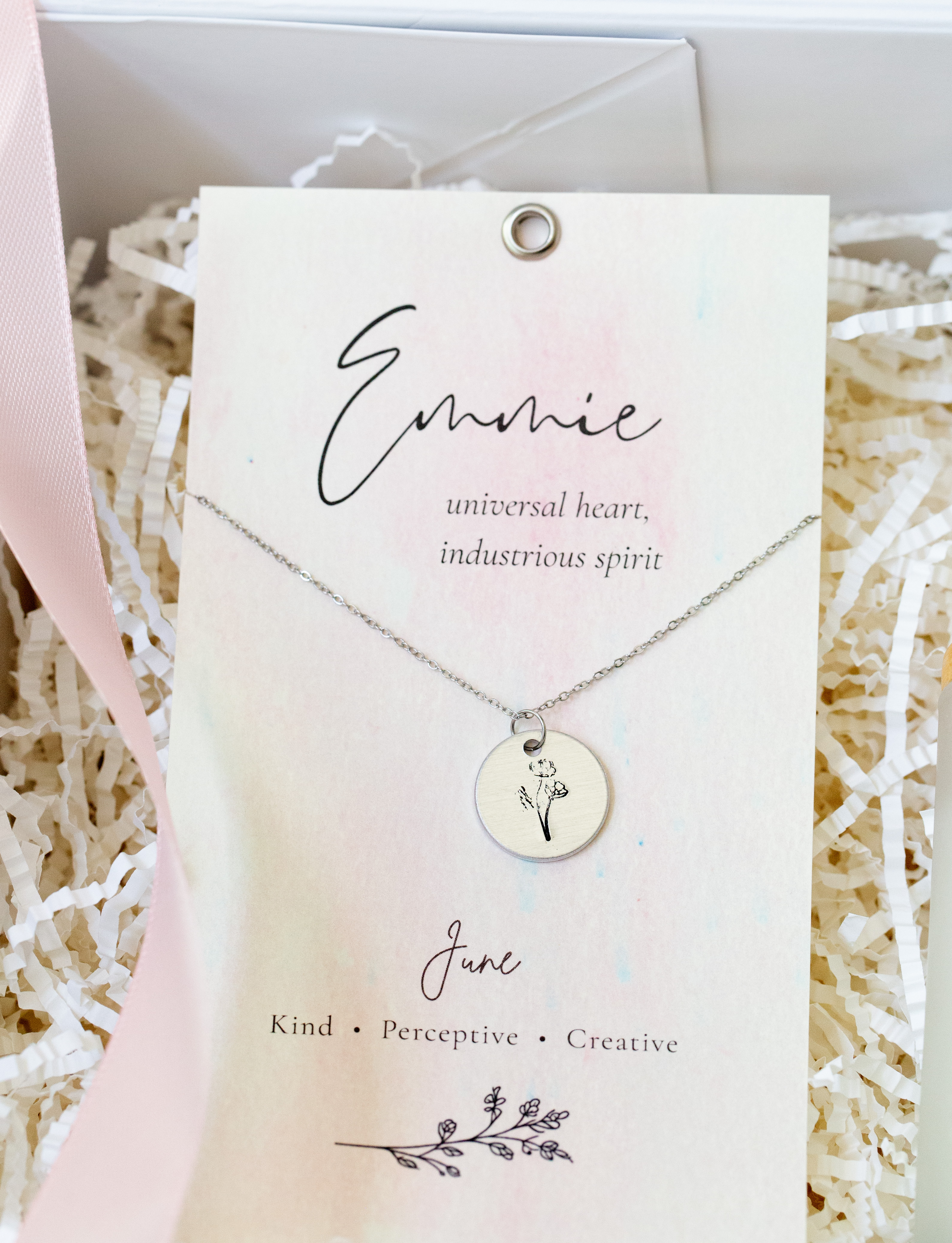 Personalized Poppy Necklace With Custom Meaning Card
