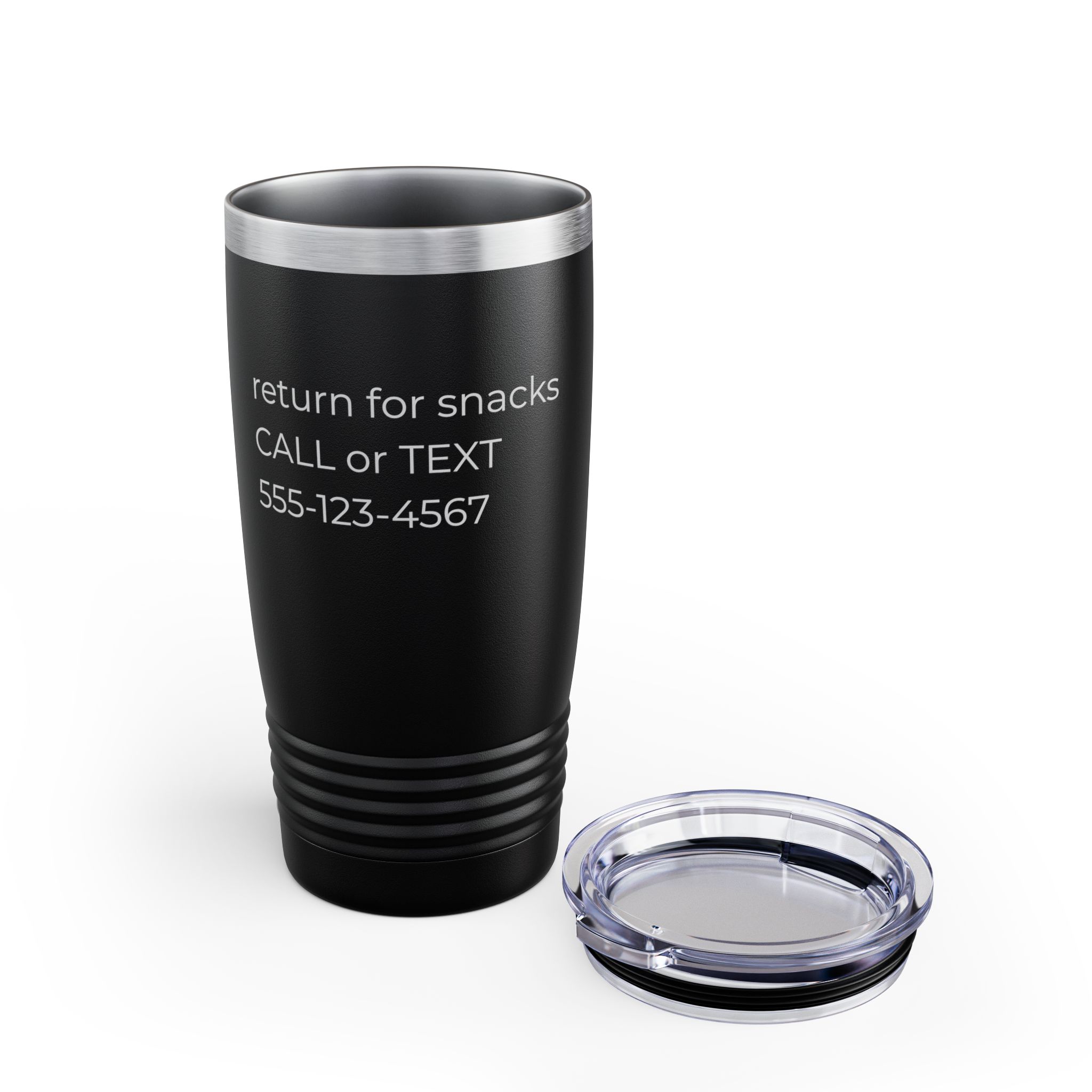 Personalized Tumbler with Phone Number – “Return for Snacks” Custom Tumbler