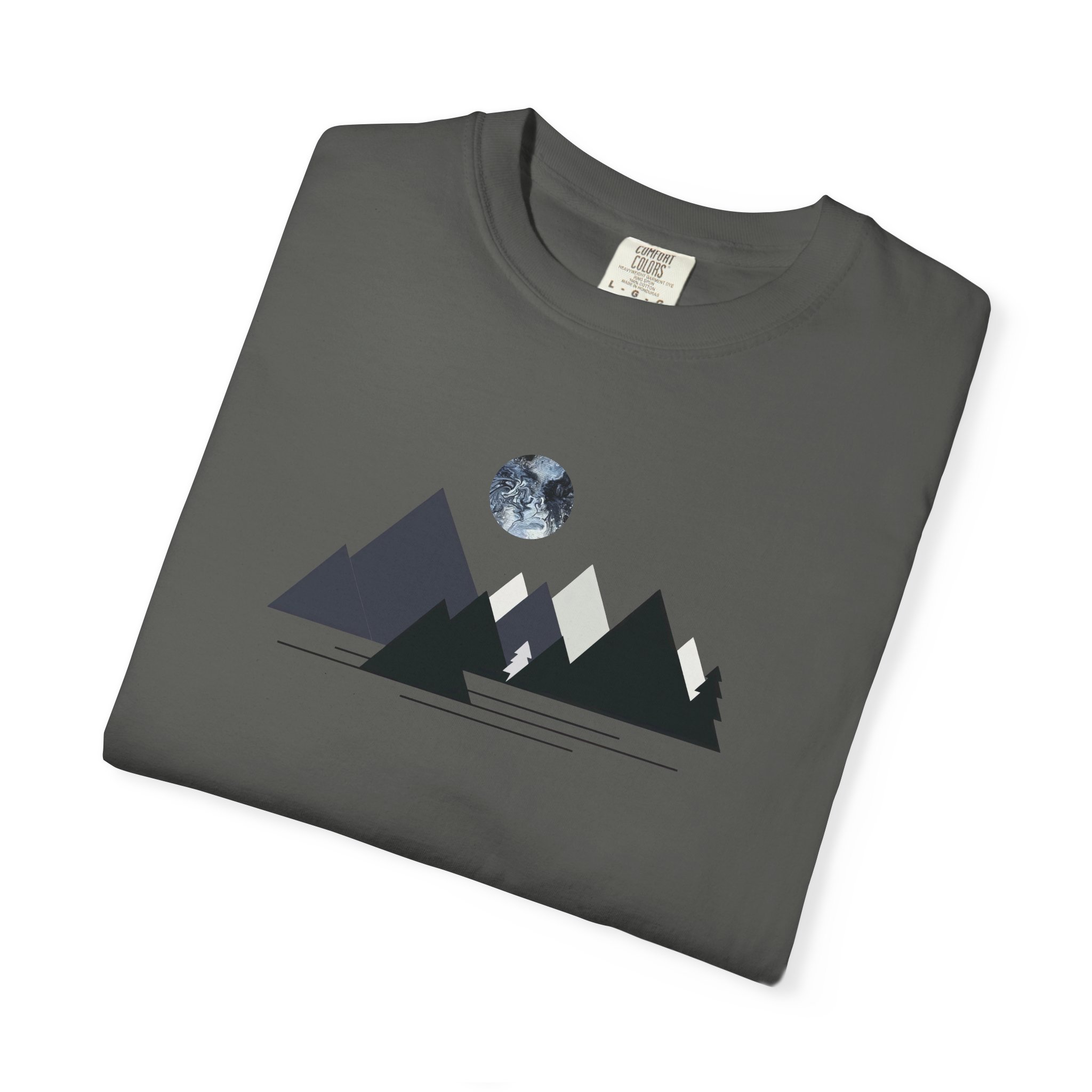 Moonlit Summit Art T-Shirt – Charcoal Garment-Dyed Tee