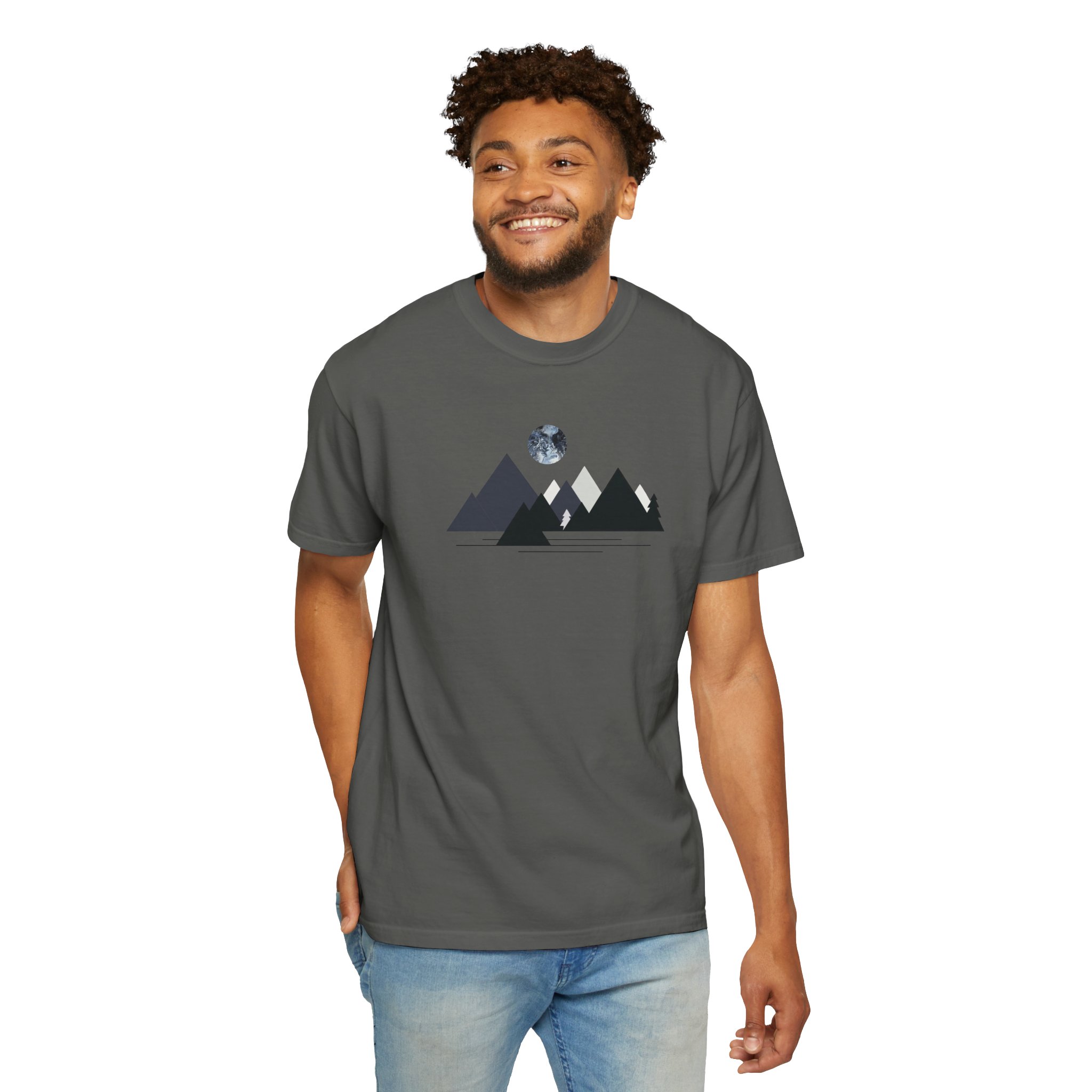 Moonlit Summit Art T-Shirt – Charcoal Garment-Dyed Tee