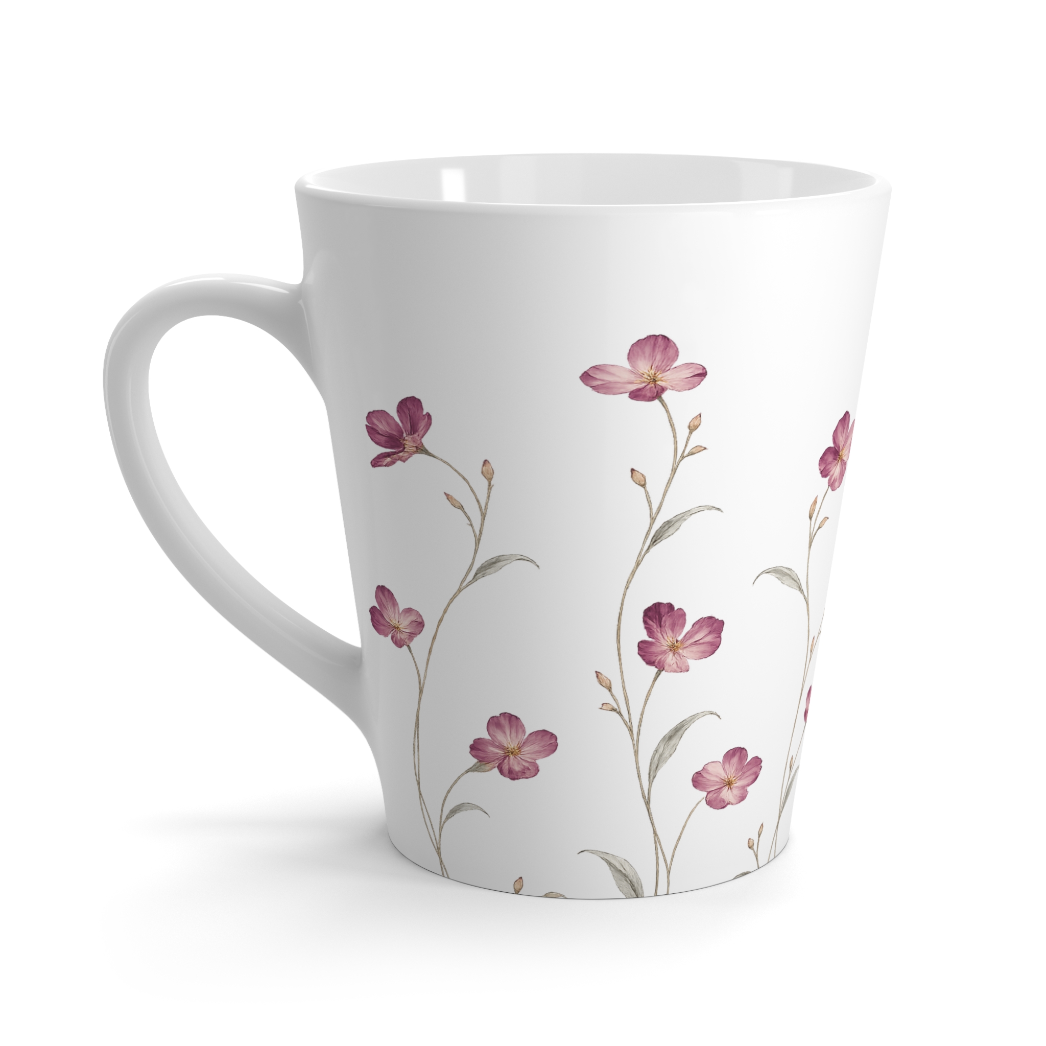 Floral Latte Mug – Mulberry Wildflower Floral Latte Mug – Mulberry Wildflower