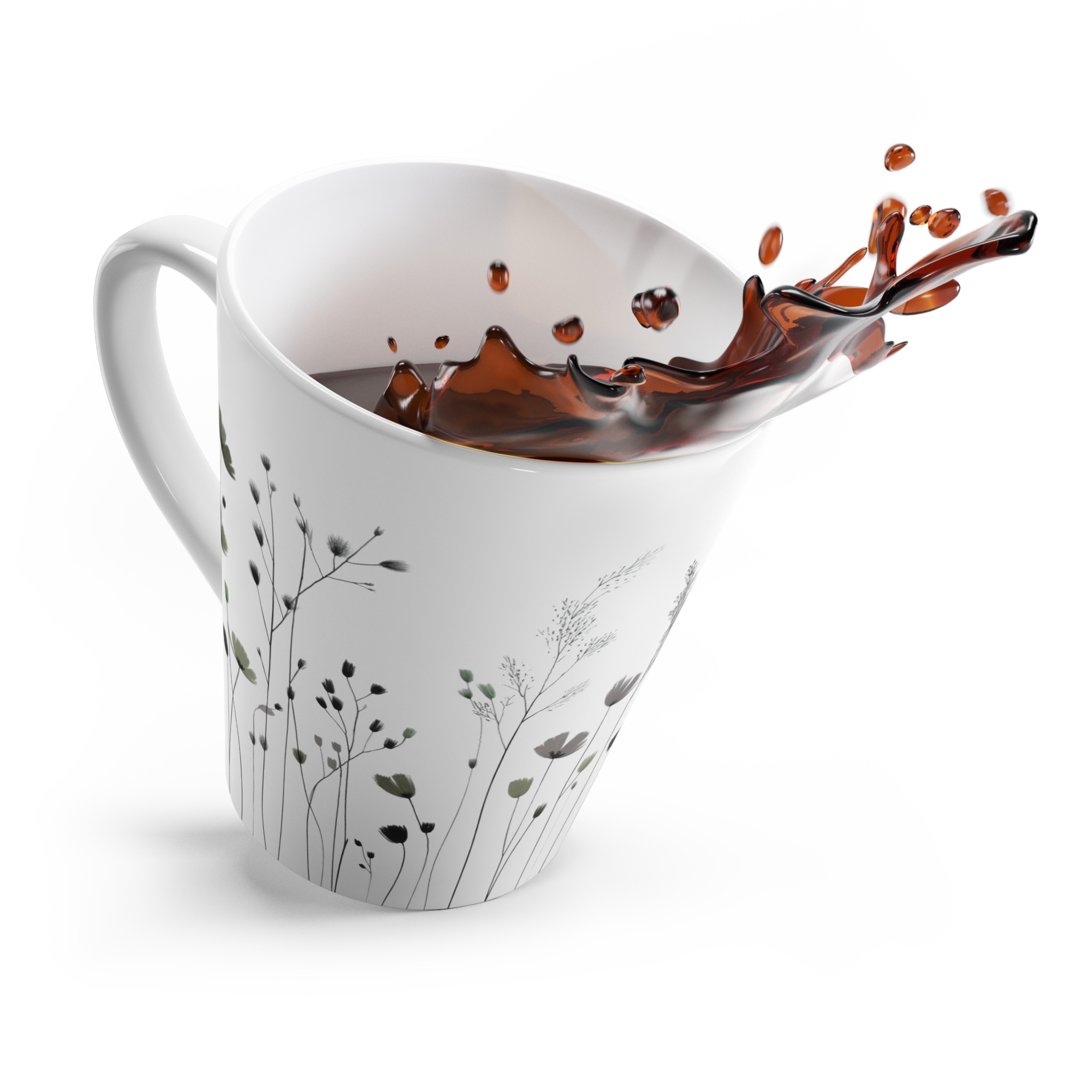 Floral Latte Mug – Olive Wildflower