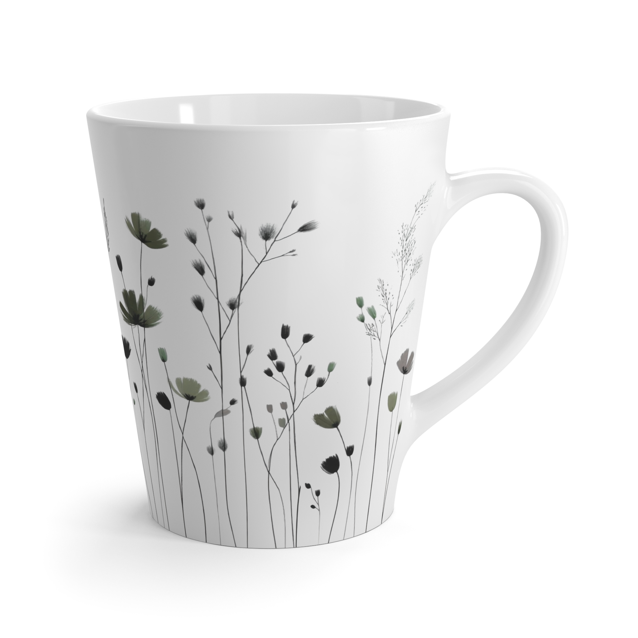 Floral Latte Mug – Olive Wildflower