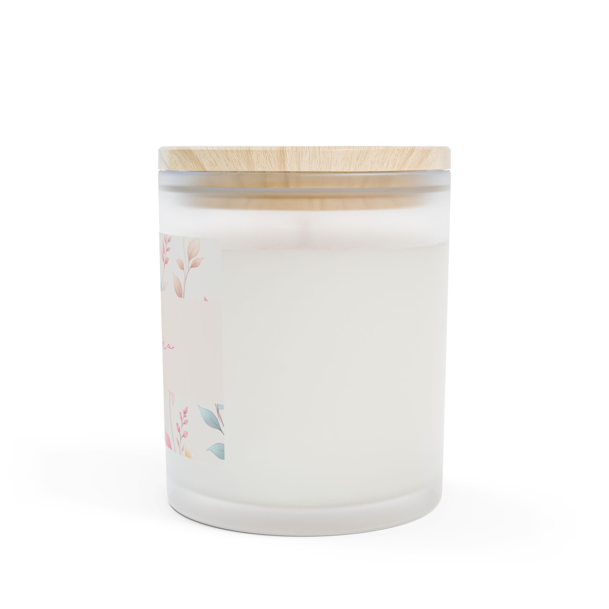 Personalized Floral Frosted Glass Candle 11oz– Rosewater Petal