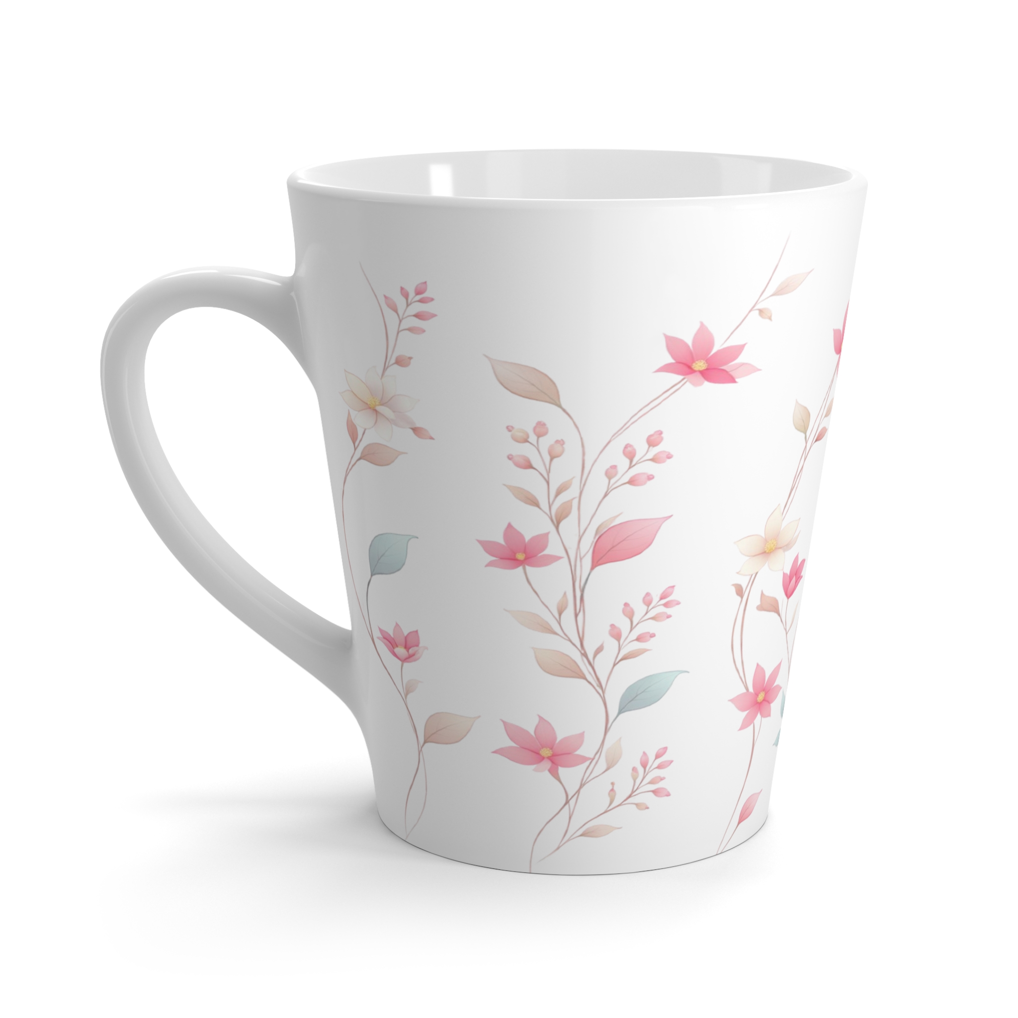 Floral Latte Mug – Rosewater Petal Floral Latte Mug – Rosewater Petal
