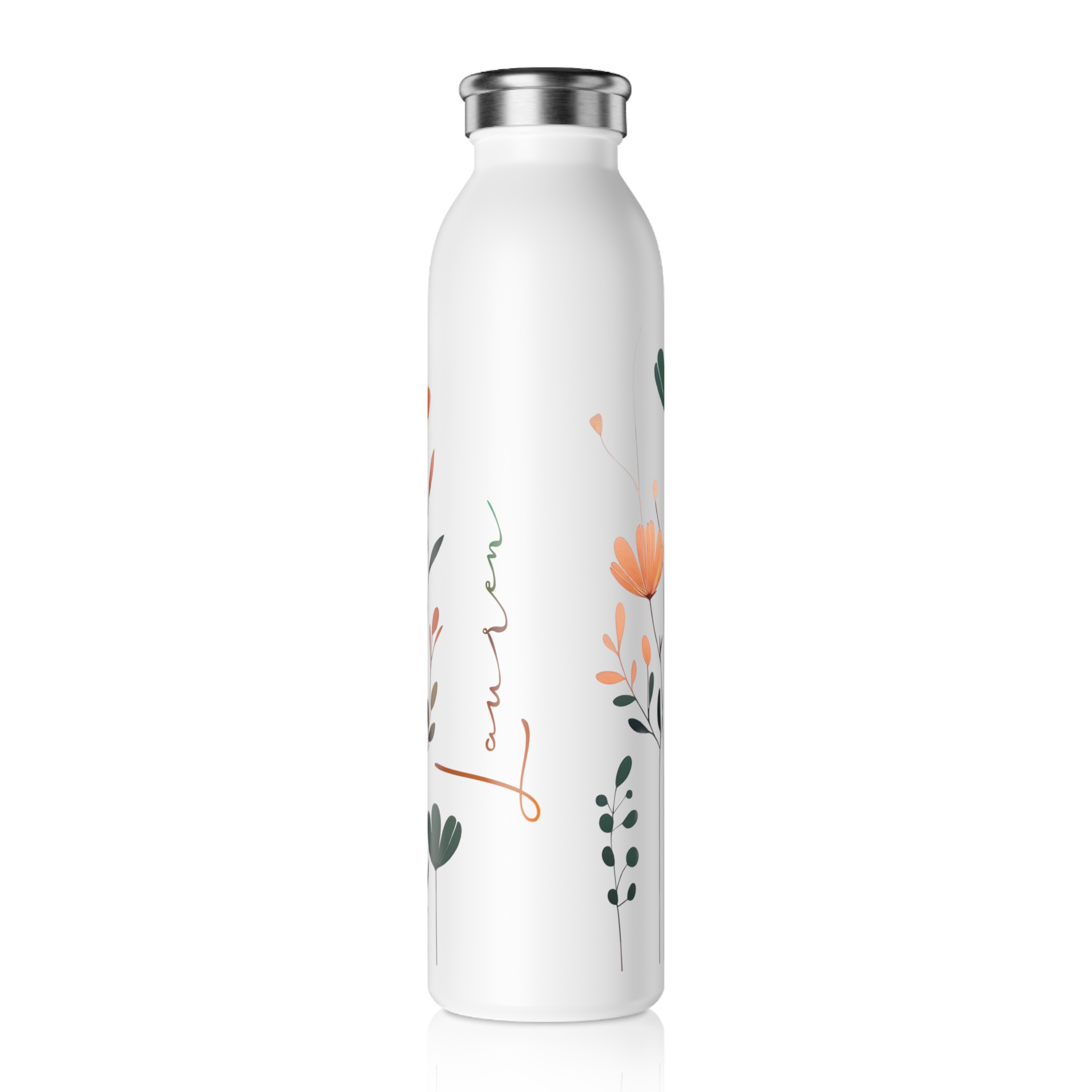 Personalized Wildflowers Along the Way Slim Water Bottle