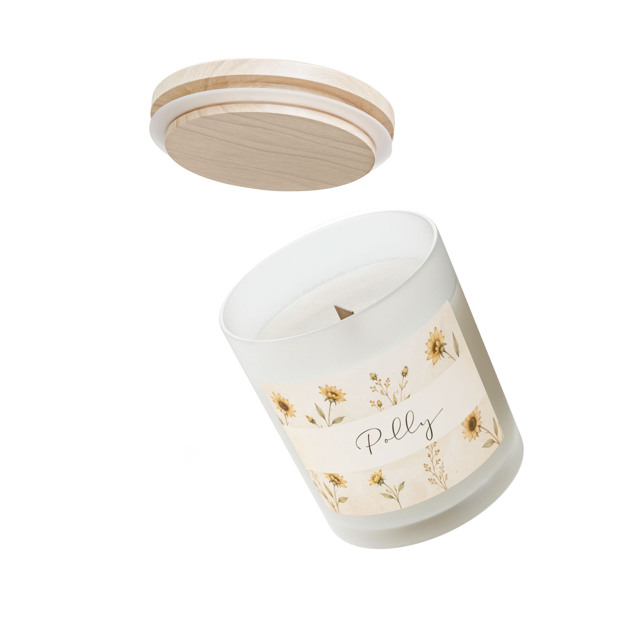 Personalized Sunflower Candle – 11oz Frosted Glass