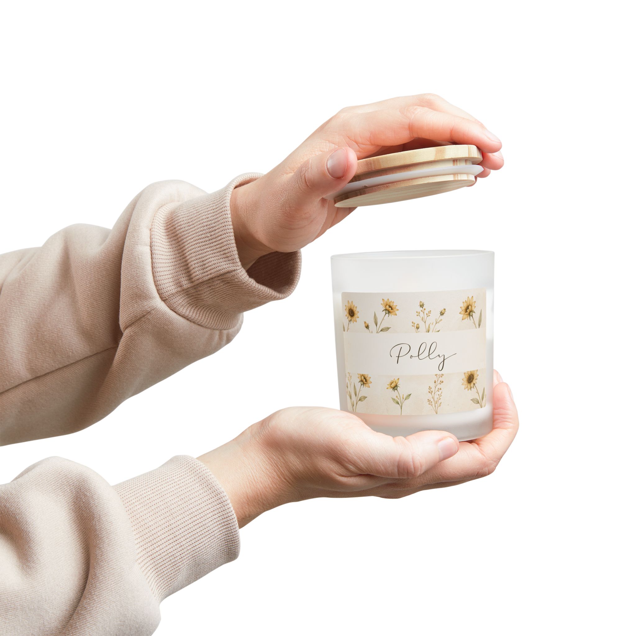 Personalized Sunflower Candle β 11oz Frosted Glass