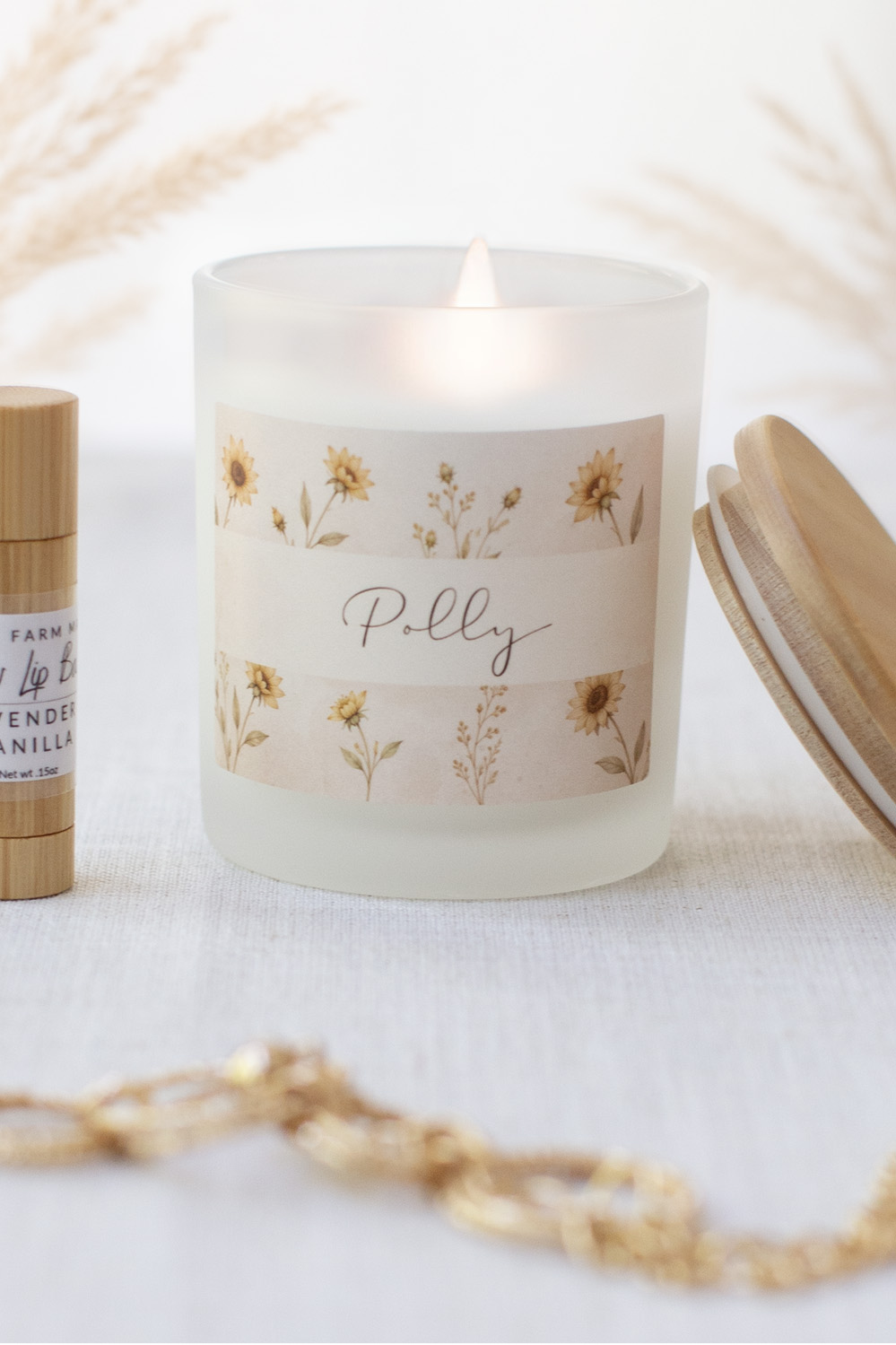 Personalized Sunflower Candle – 11oz Frosted Glass Personalized Sunflower Candle – 11oz Frosted Glass