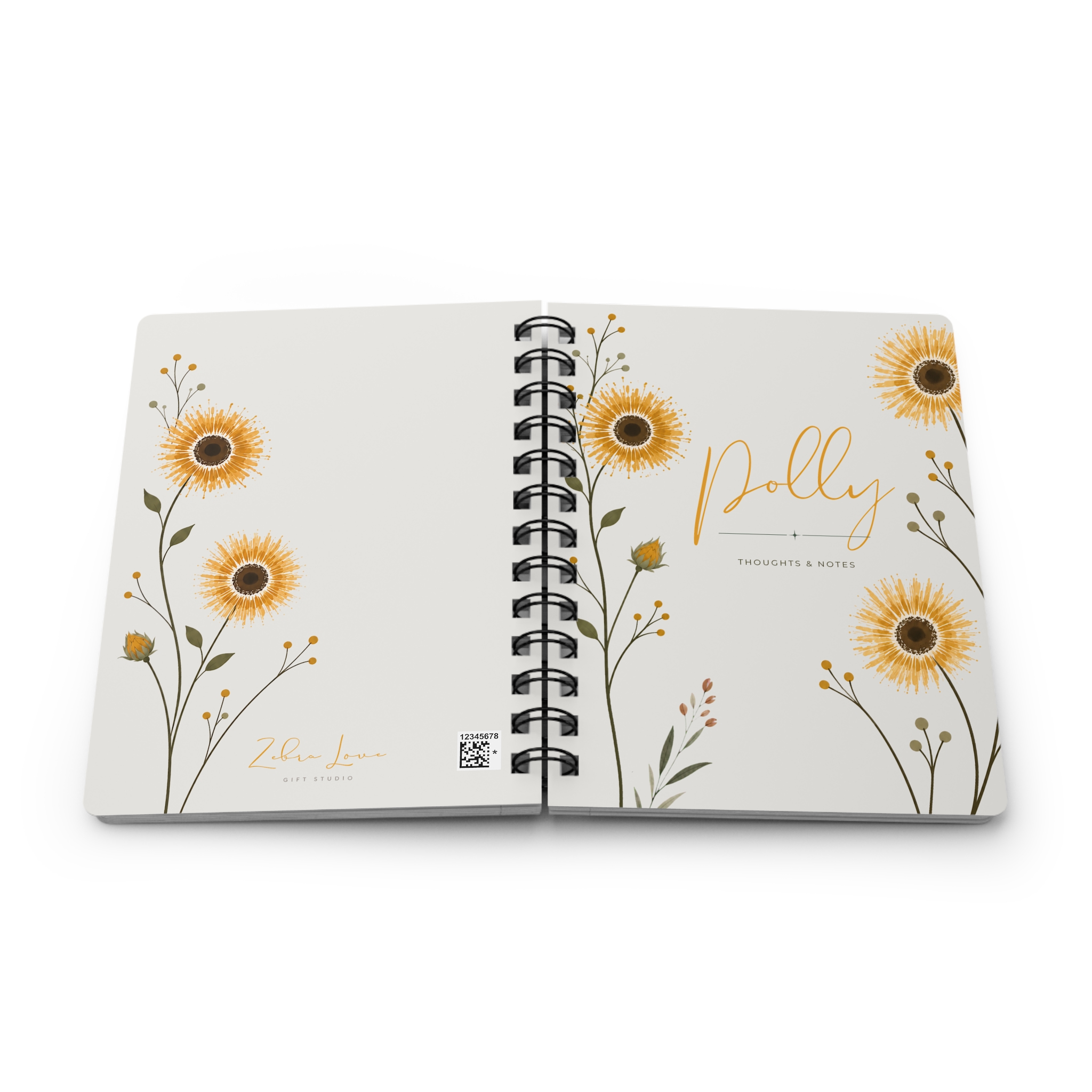 Personalized Sunflower Spiral Bound Journal – Compact 5×7 Notebook