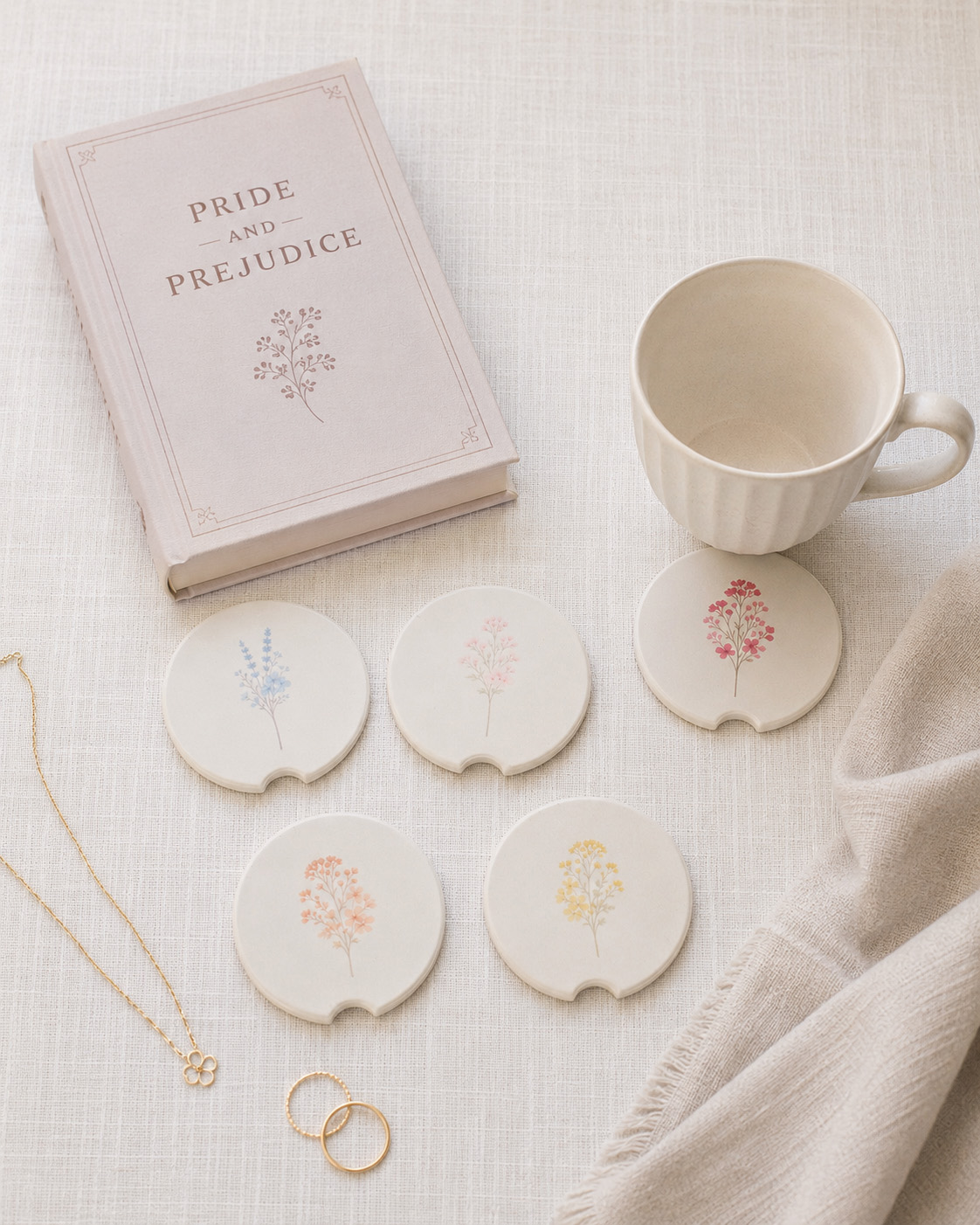 Wildflower Confetti Petite Soapstone Coaster Set Wildflower Confetti Petite Soapstone Coaster Set