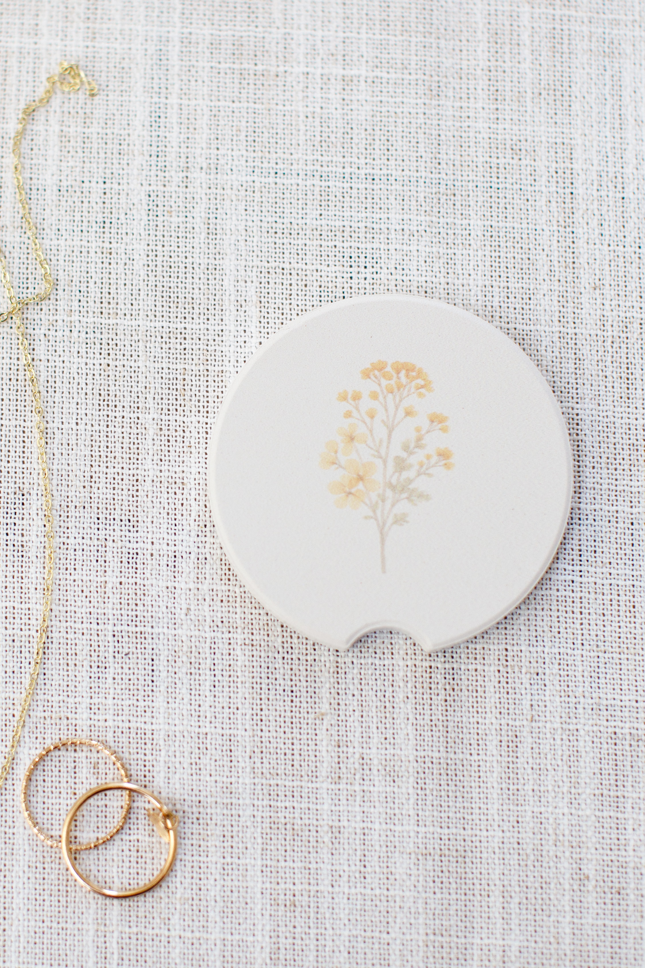 Golden Wildflower Petite Soapstone Coaster Golden Wildflower Petite Soapstone Coaster