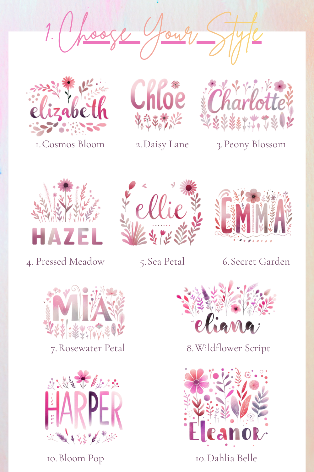 Personalized Wildflower Name Glass Tumbler – Choose Your Style & Color