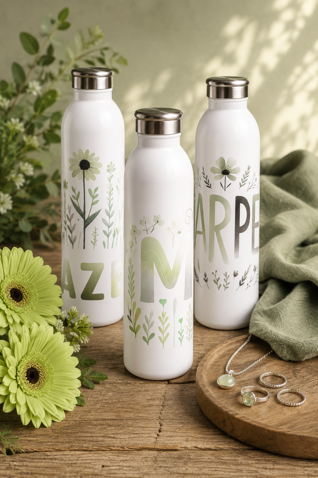 Personalized Wildflower Name Lunch Set – Water Bottle & Lunch Tote