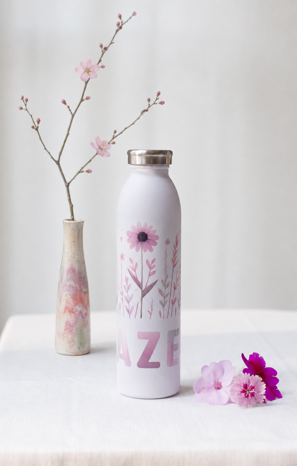 Personalized Wildflower Name Water Bottle – Choose Your Style & Color