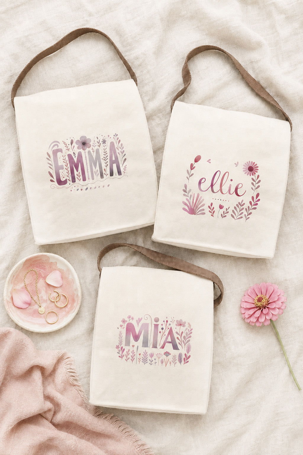 Personalized Wildflower Name Lunch Tote – Choose Your Style & Color Personalized Wildflower Name Lunch Tote – Choose Your Style & Color