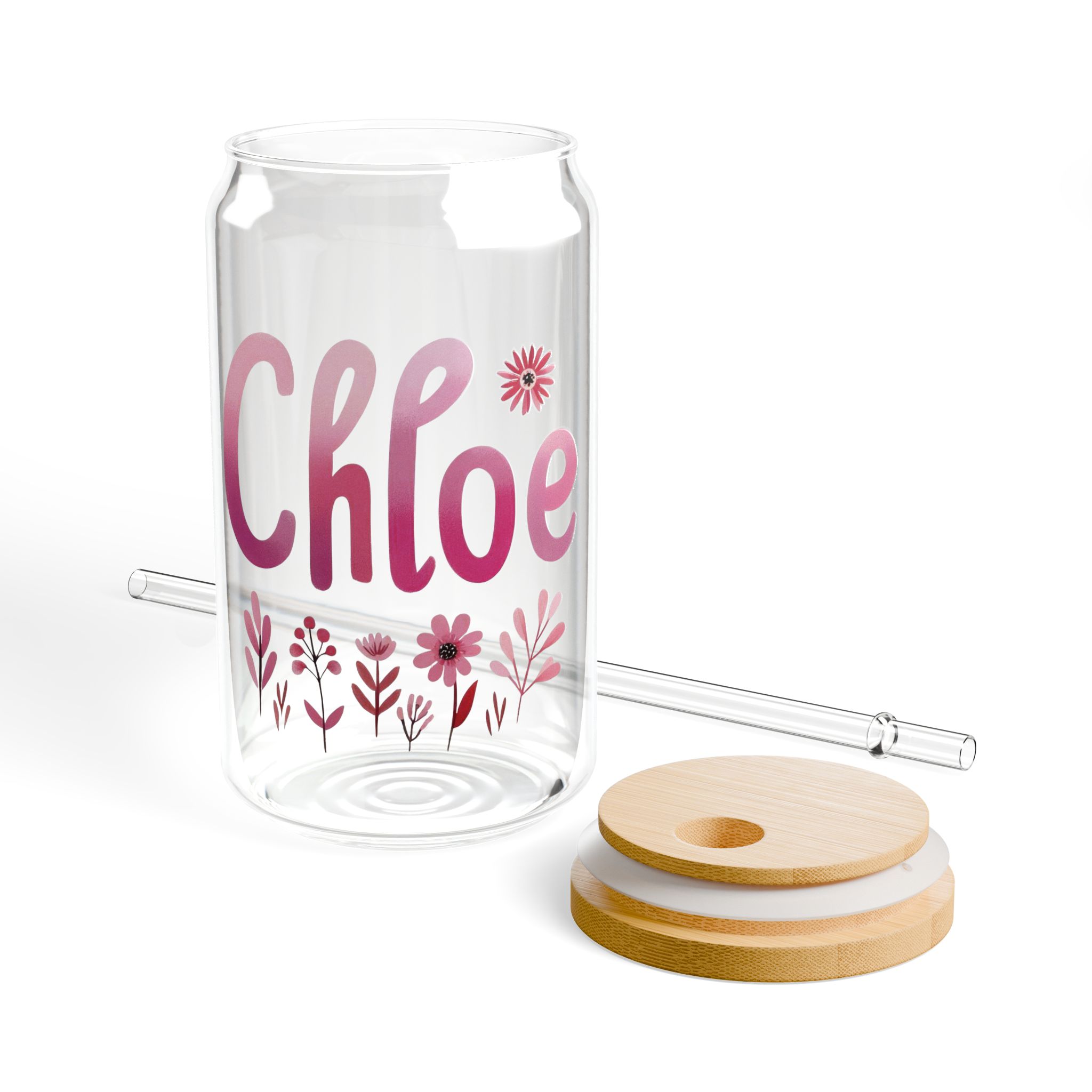 Personalized Wildflower Name Glass Tumbler – Choose Your Style & Color