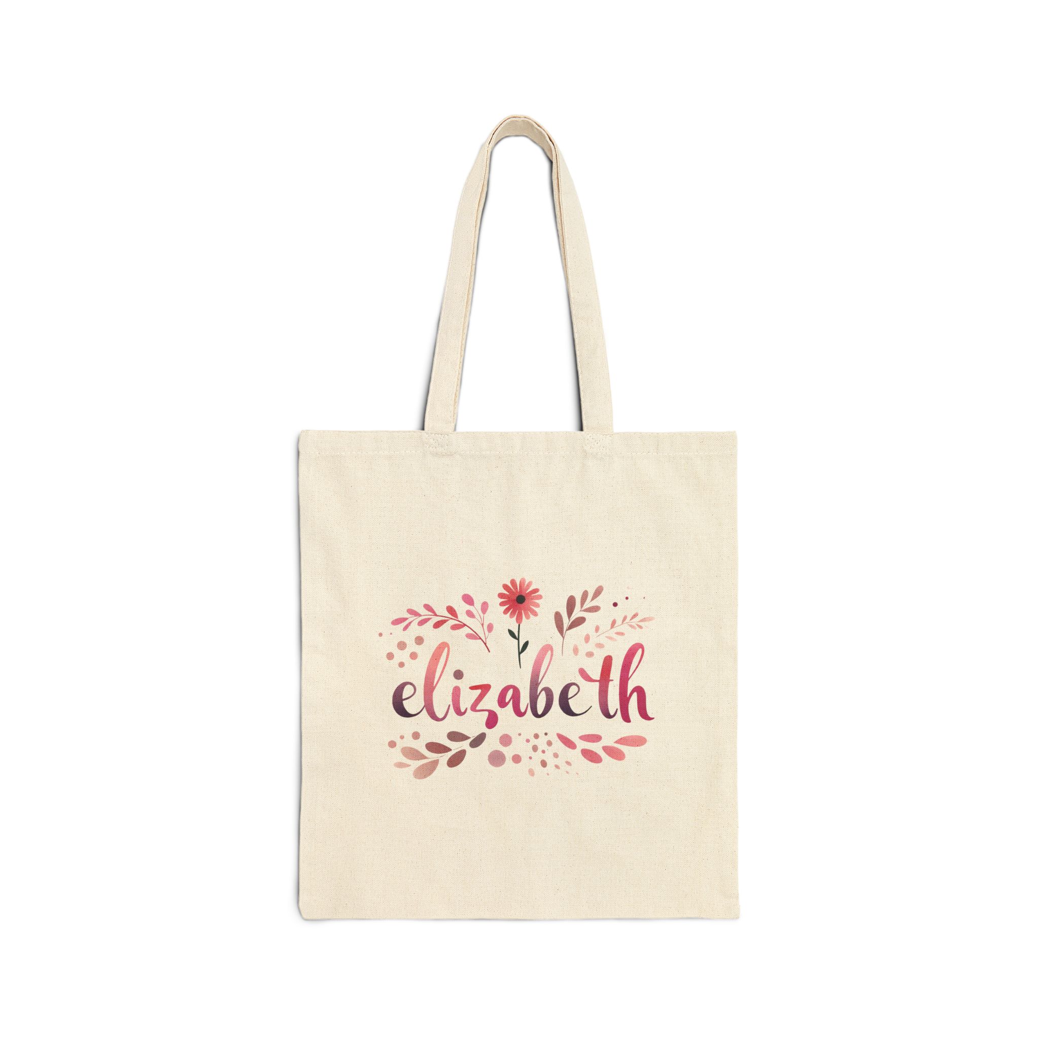 Personalized Wildflower Name Canvas Tote Bag – Choose Your Style & Color