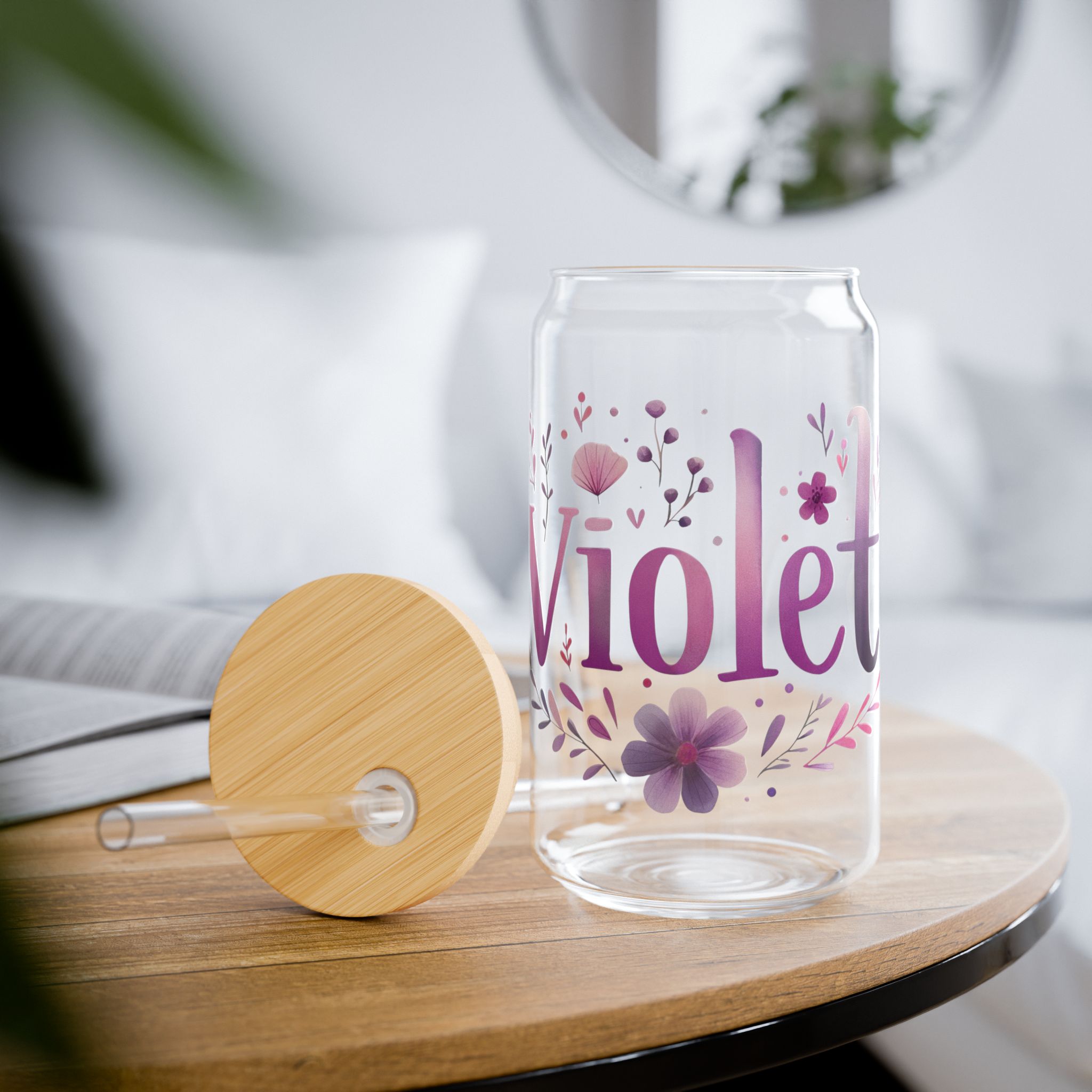 Violet Art Glass Bamboo Tumbler