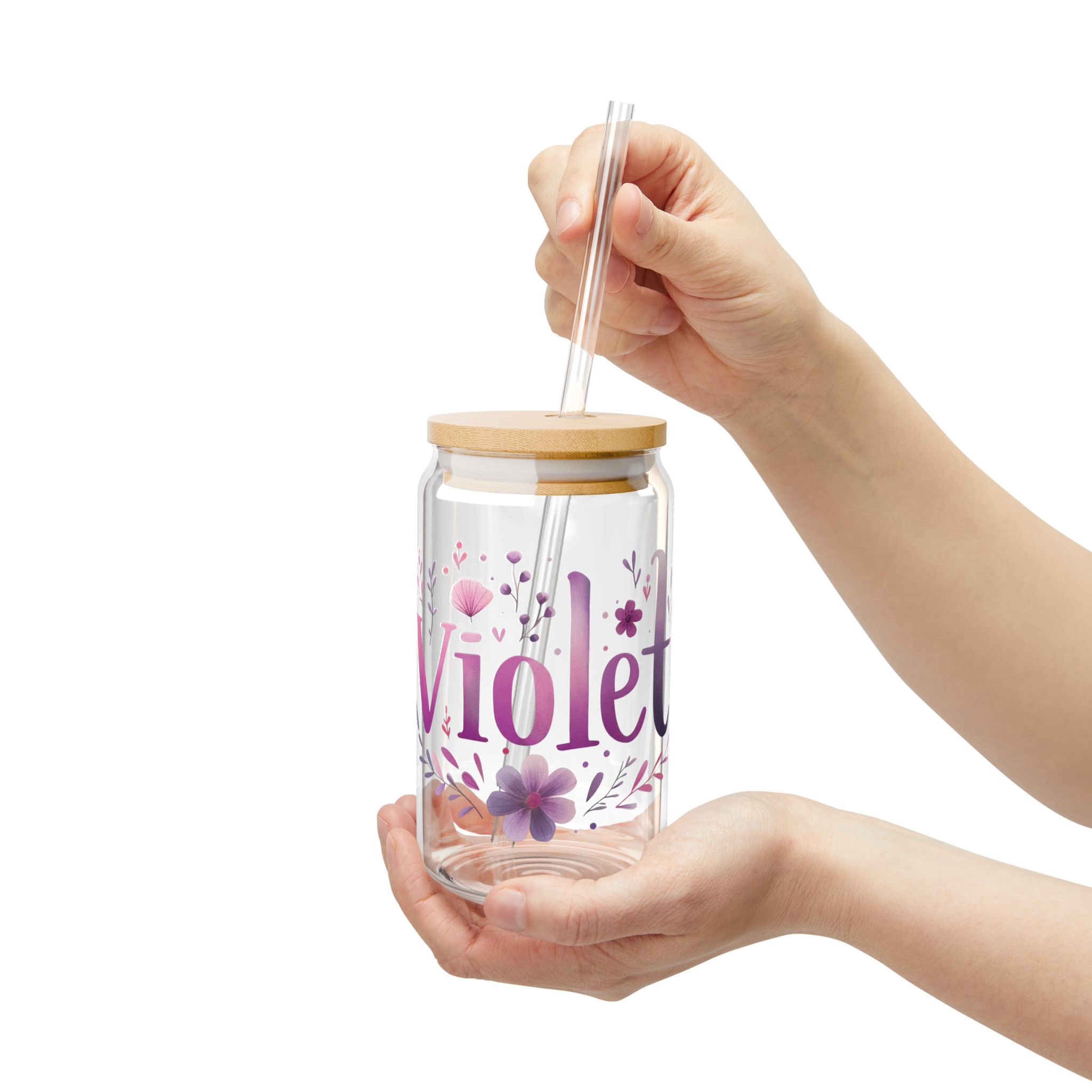 Personalized Wildflower Name Glass Tumbler – Choose Your Style & Color
