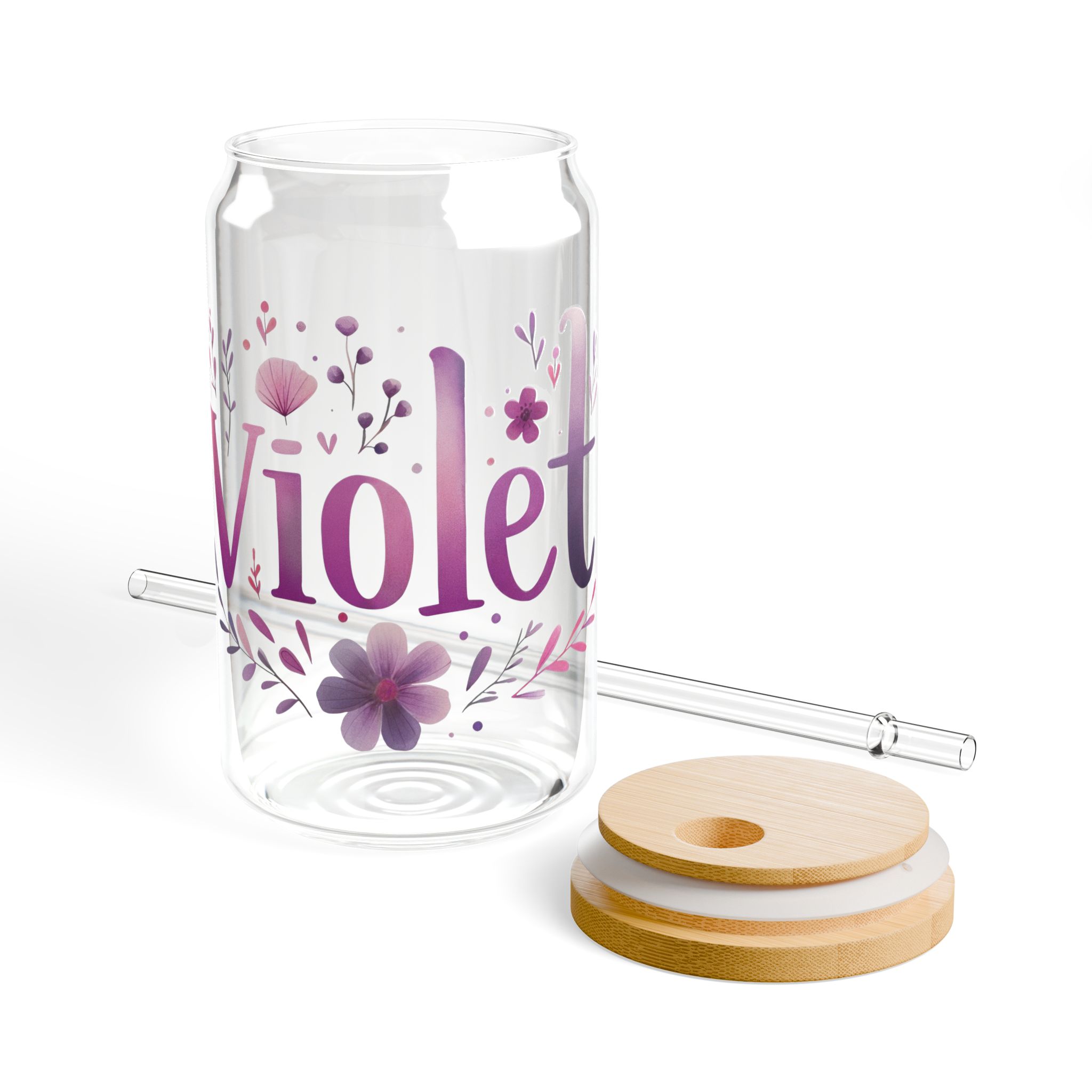 Violet Art Glass Bamboo Tumbler