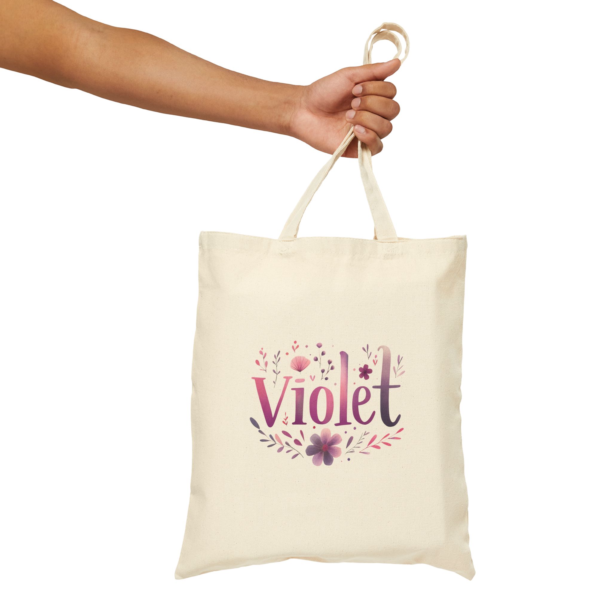 Personalized Wildflower Name Canvas Tote Bag – Choose Your Style & Color