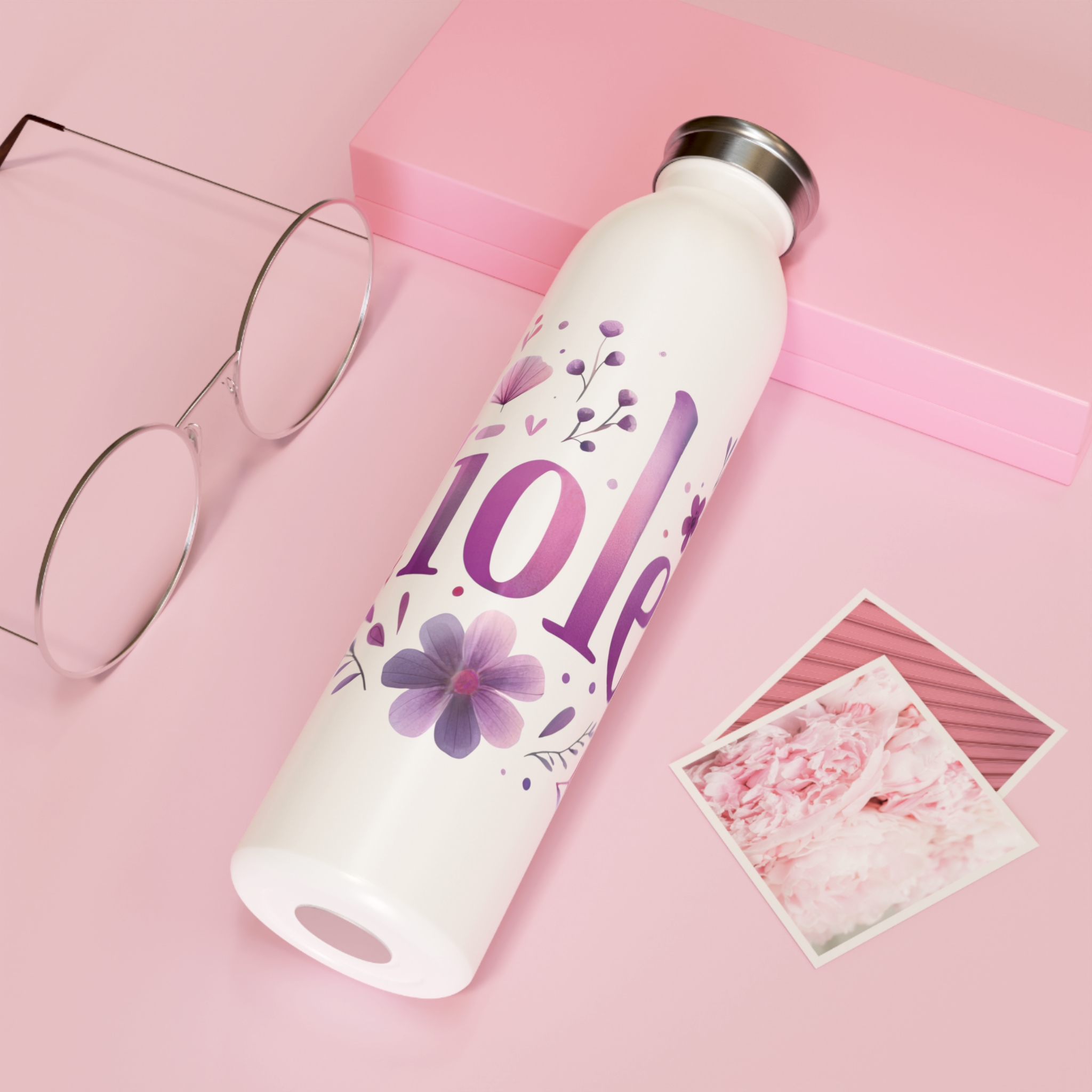 Violet Stainless Steel Slim Water Bottle
