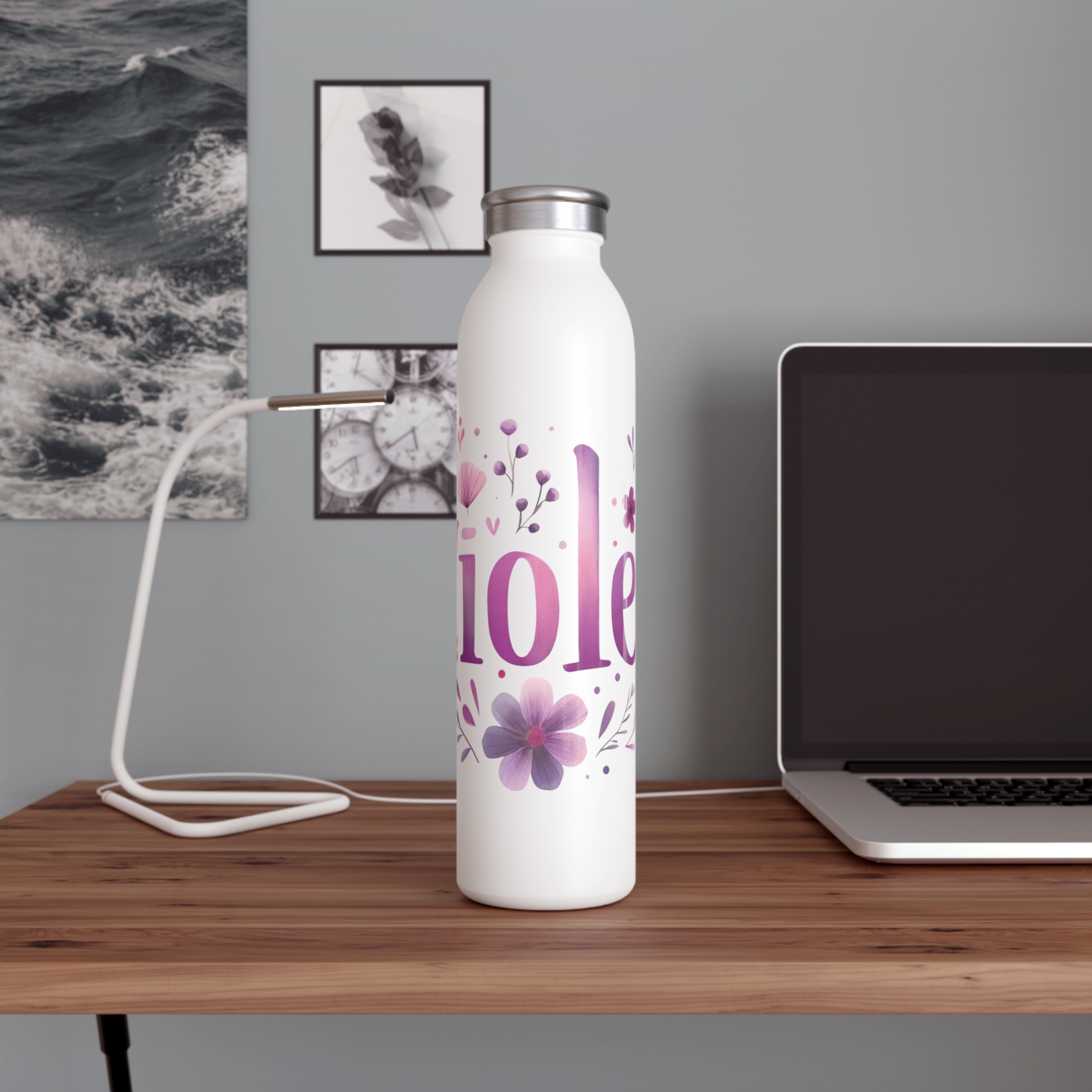 Violet Stainless Steel Slim Water Bottle