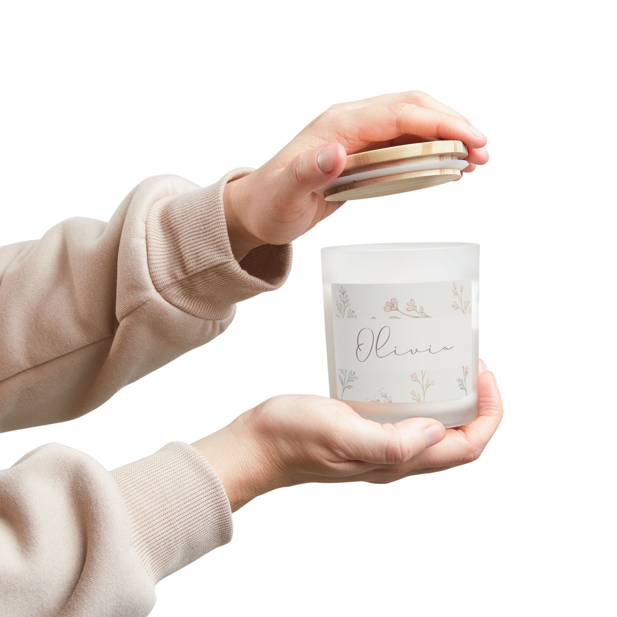 Wildflower Heirloom Floral Candle – 11oz Personalized Frosted Glass